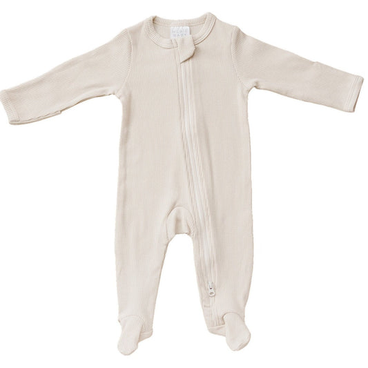organic cotton ribbed footie // vanilla