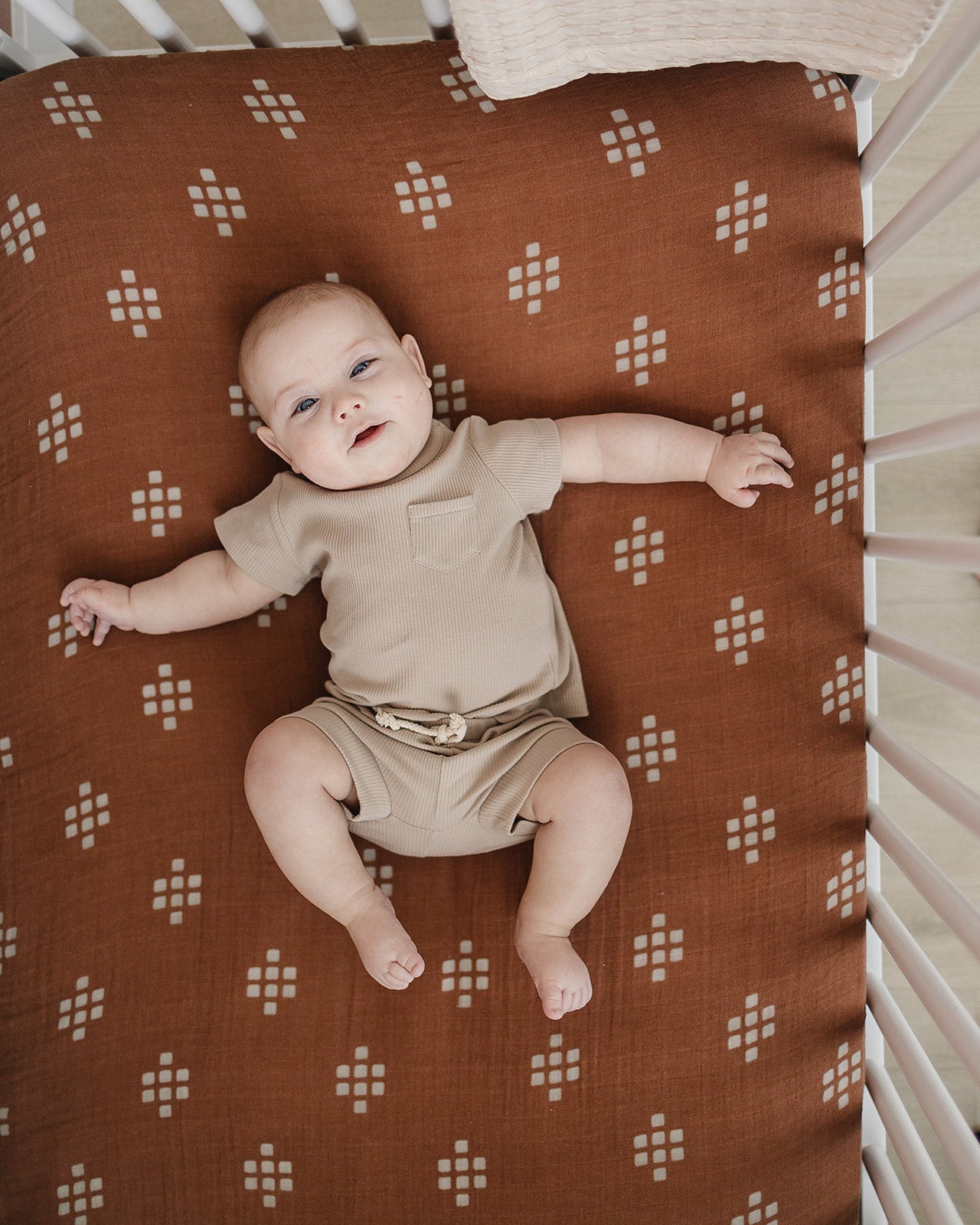 muslin crib sheet // boho chestnut