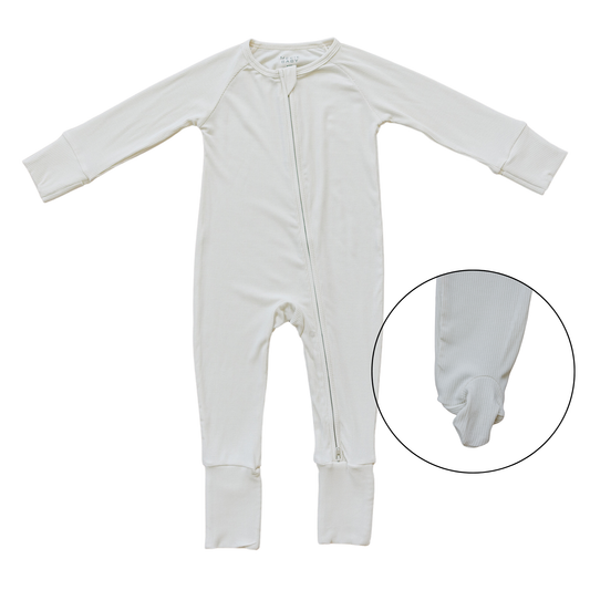 cream ribbed bamboo pajamas // ZIPPY