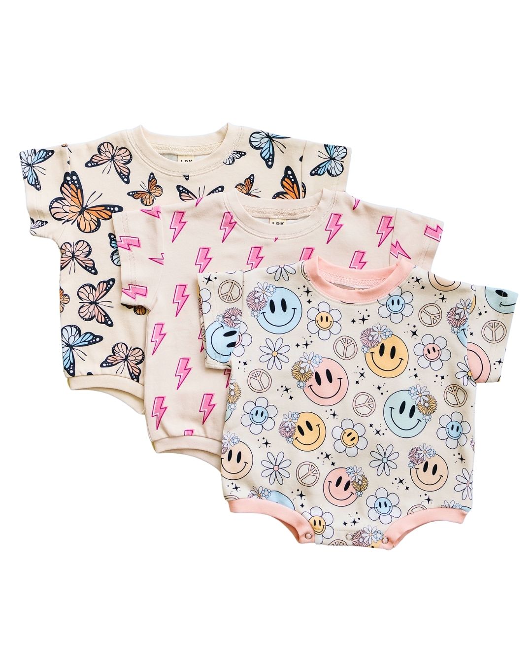 short sleeve bubble romper // groovy girl