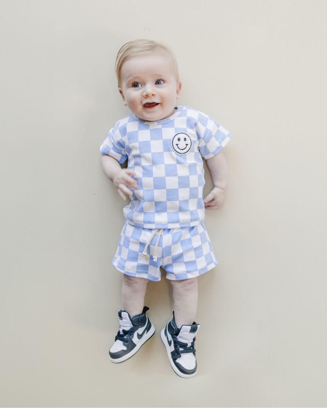 checkered shorts set // blue (available in EXTENDED SIZING!)
