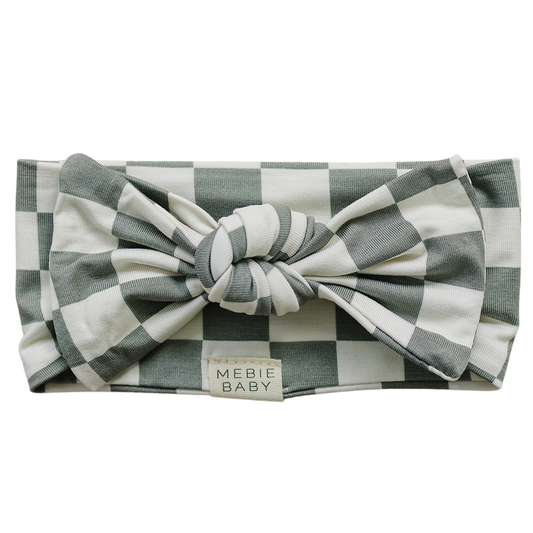 bamboo head wrap // light green checkered
