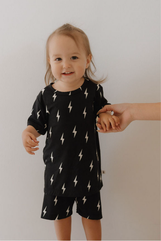 midnight lightning bolt bamboo pajamas // SHORTS SET (sizing up to 10/12)