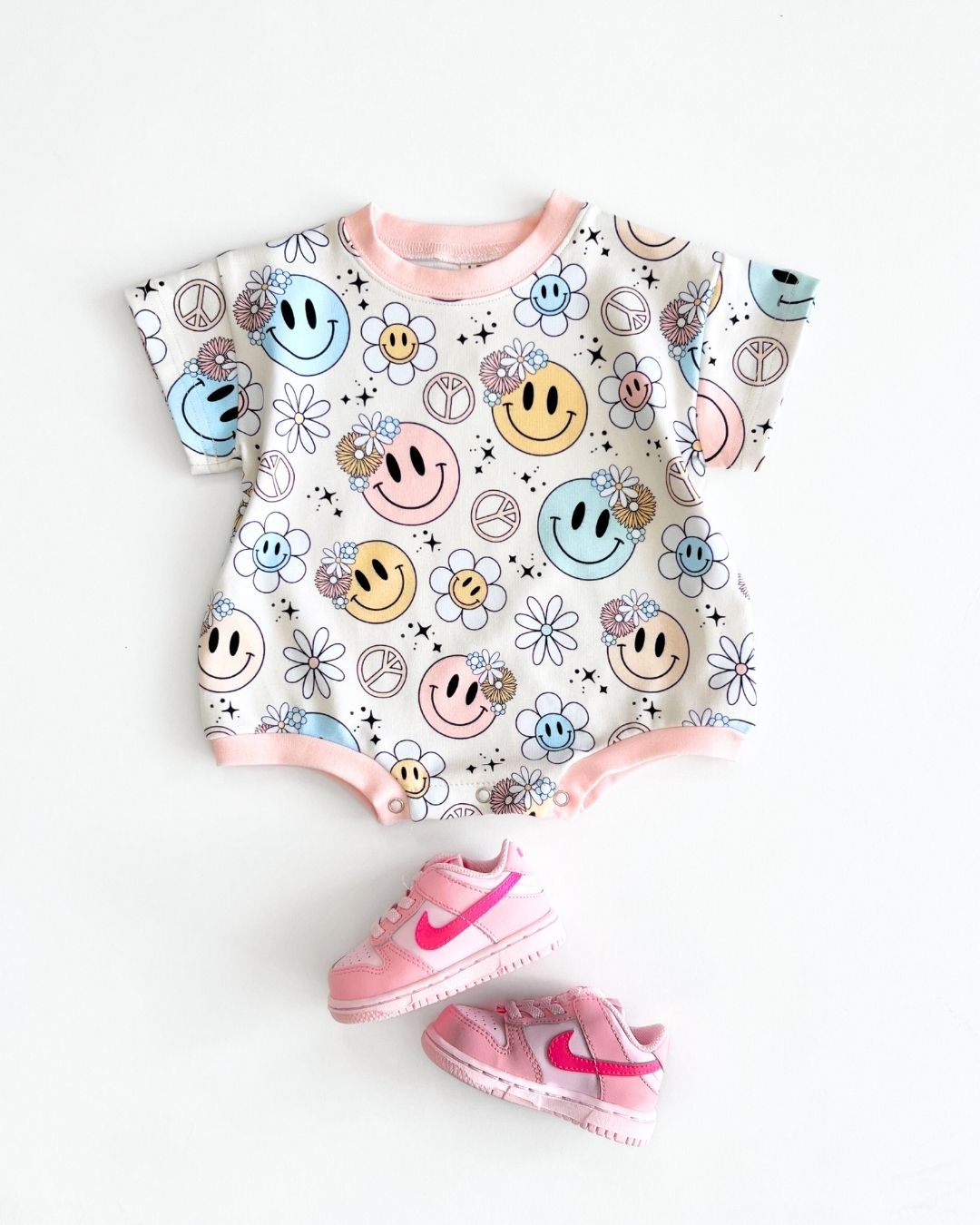 short sleeve bubble romper // groovy girl