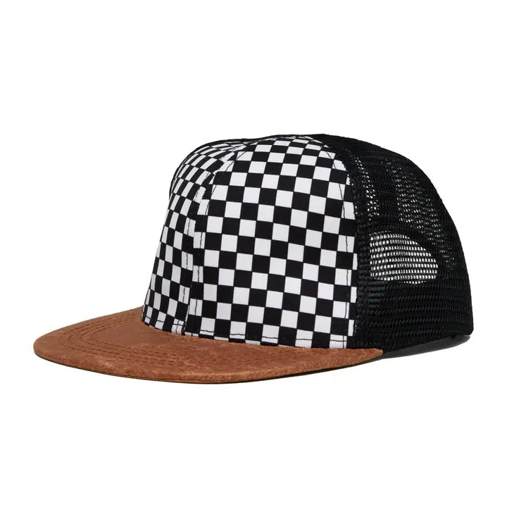 snapback trucker hat // black + white checkered (baby AND youth)