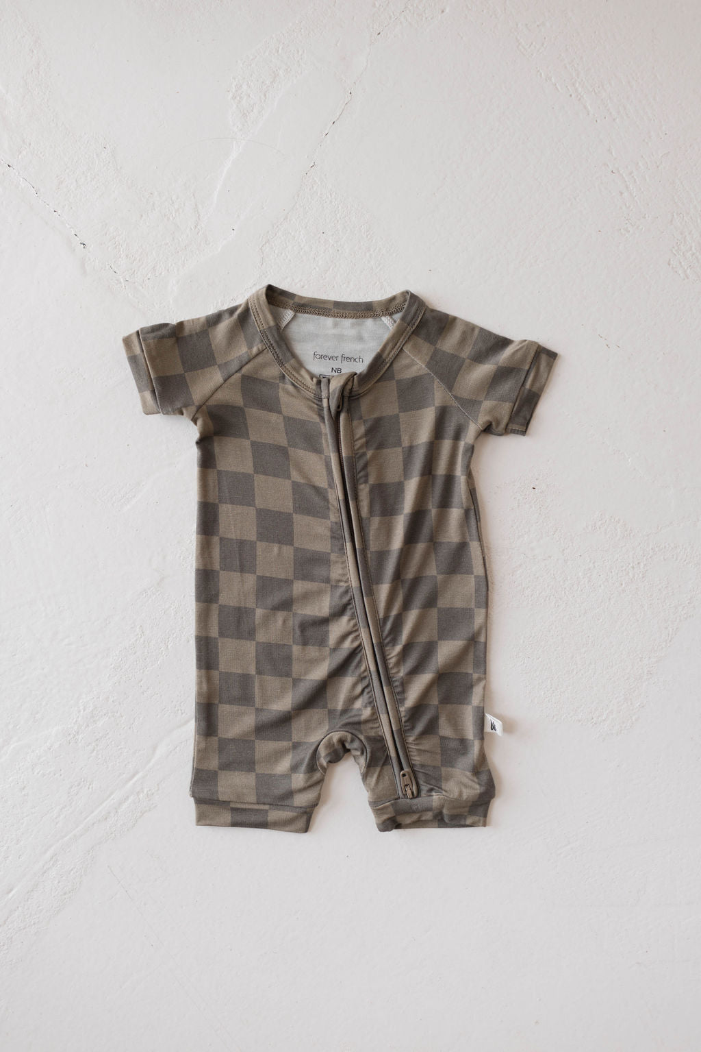 faded brown checkerboard bamboo pajamas // SHORTIE