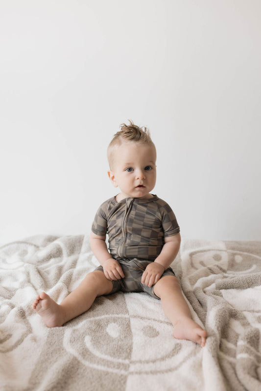 faded brown checkerboard bamboo pajamas // SHORTIE
