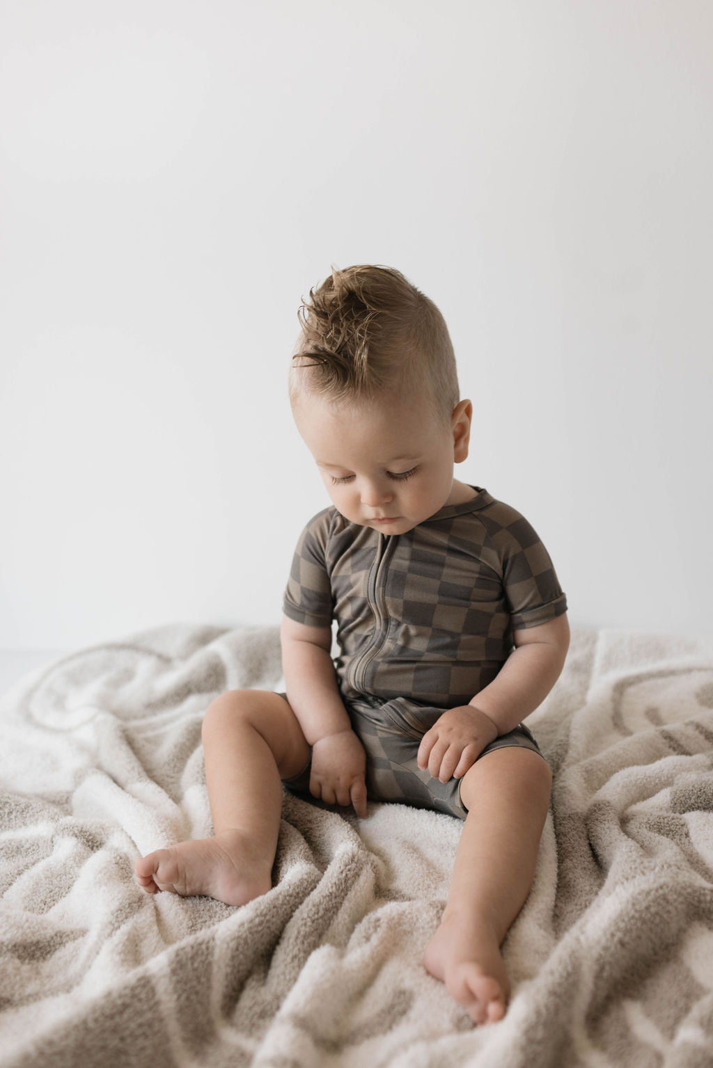 faded brown checkerboard bamboo pajamas // SHORTIE