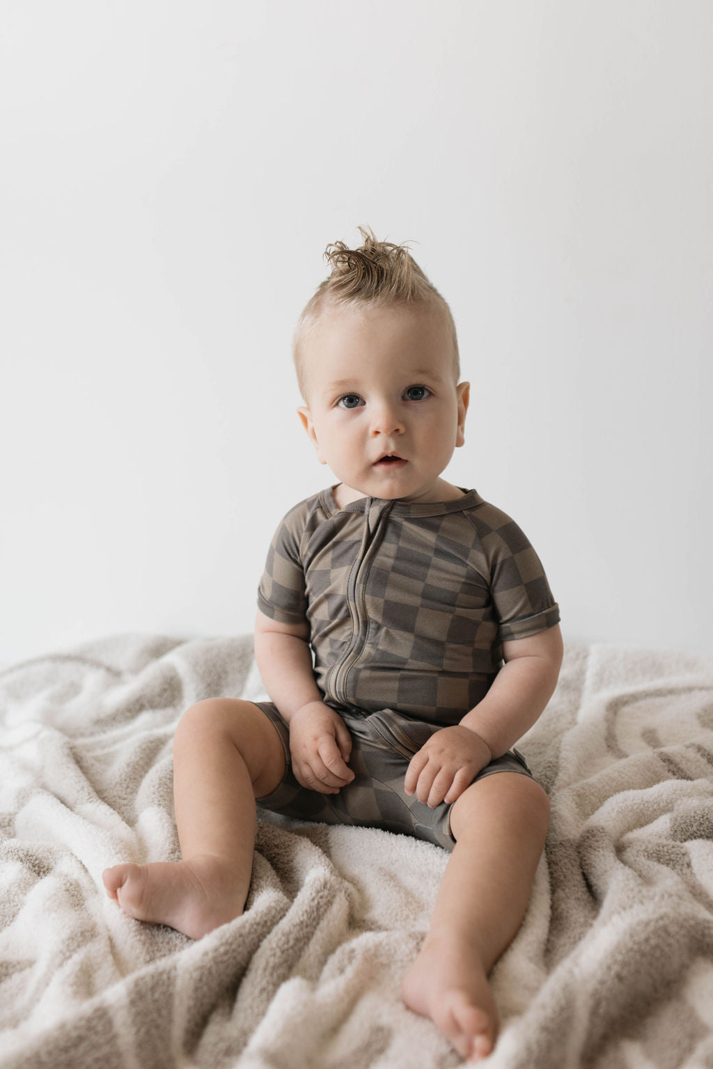 faded brown checkerboard bamboo pajamas // SHORTIE