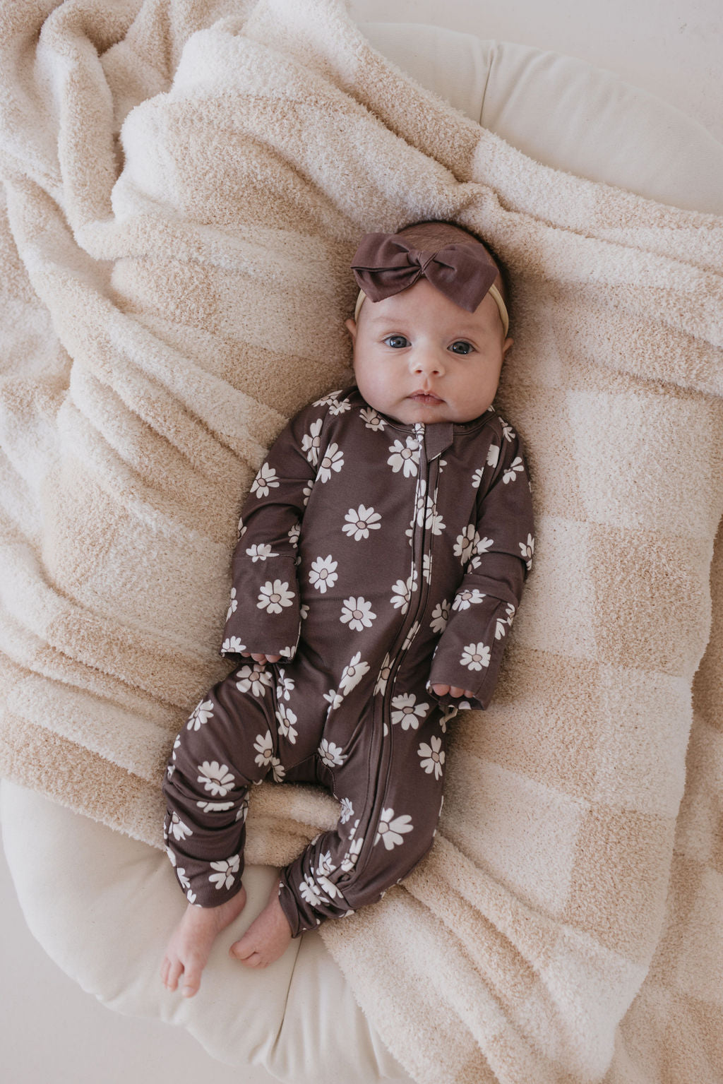 plush blanket // cream checkerboard