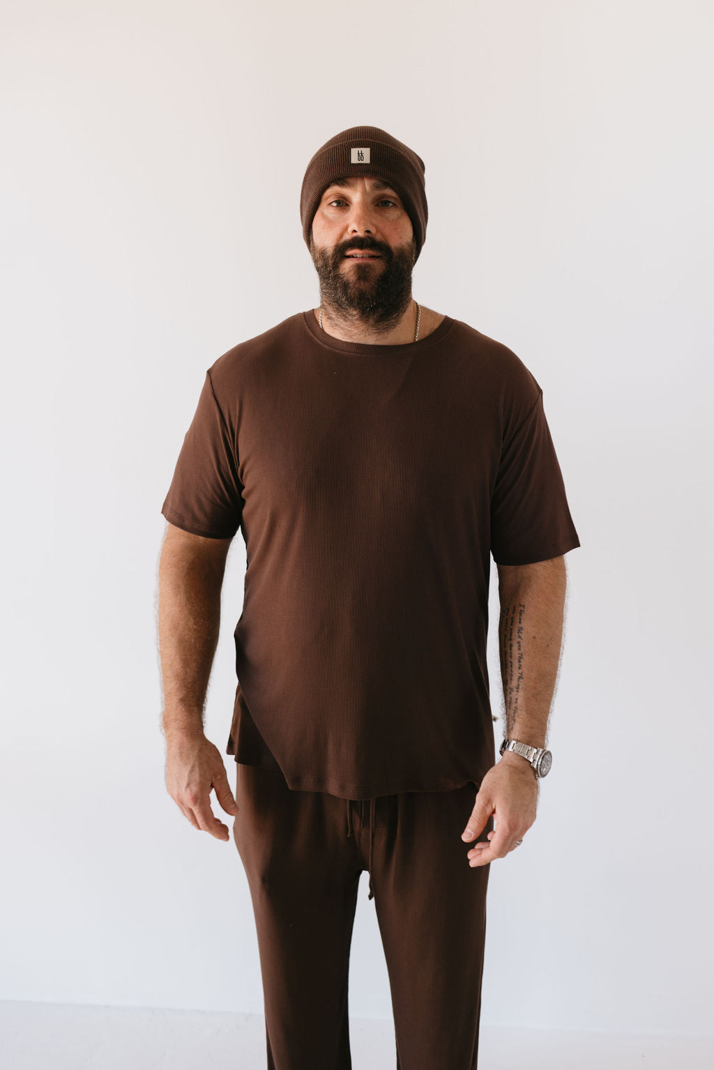 men's bamboo short sleeve pajamas // coffee bean