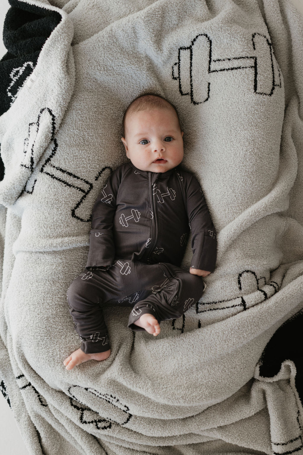 charcoal arm day bamboo pajamas // ZIPPY (comes in mama + daddy match)