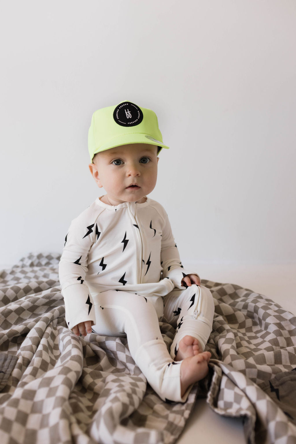 white/black lightning bolt bamboo pajamas // ZIPPY
