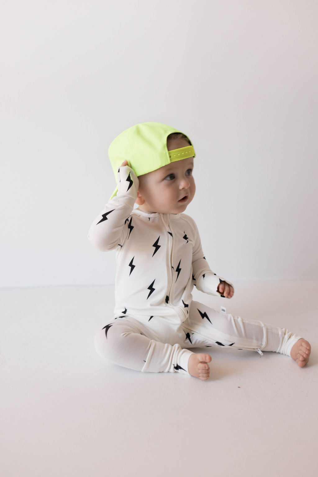 white/black lightning bolt bamboo pajamas // ZIPPY