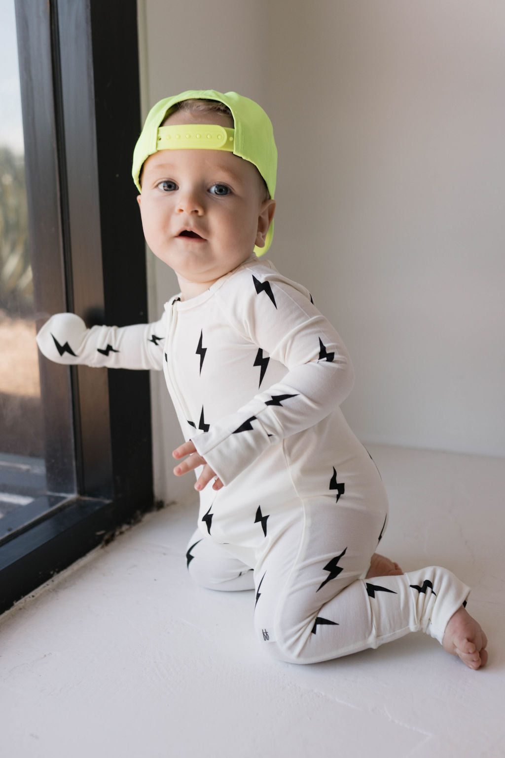 white/black lightning bolt bamboo pajamas // ZIPPY