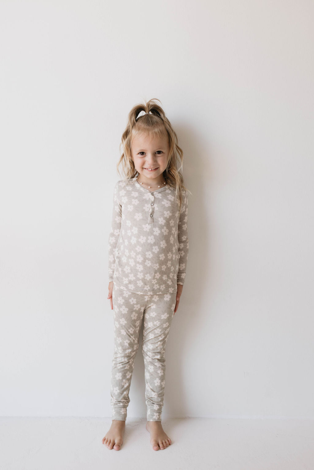 gray floral bamboo pajamas // LONG-SLEEVE TWO-PIECE SET (comes in extended sizing)