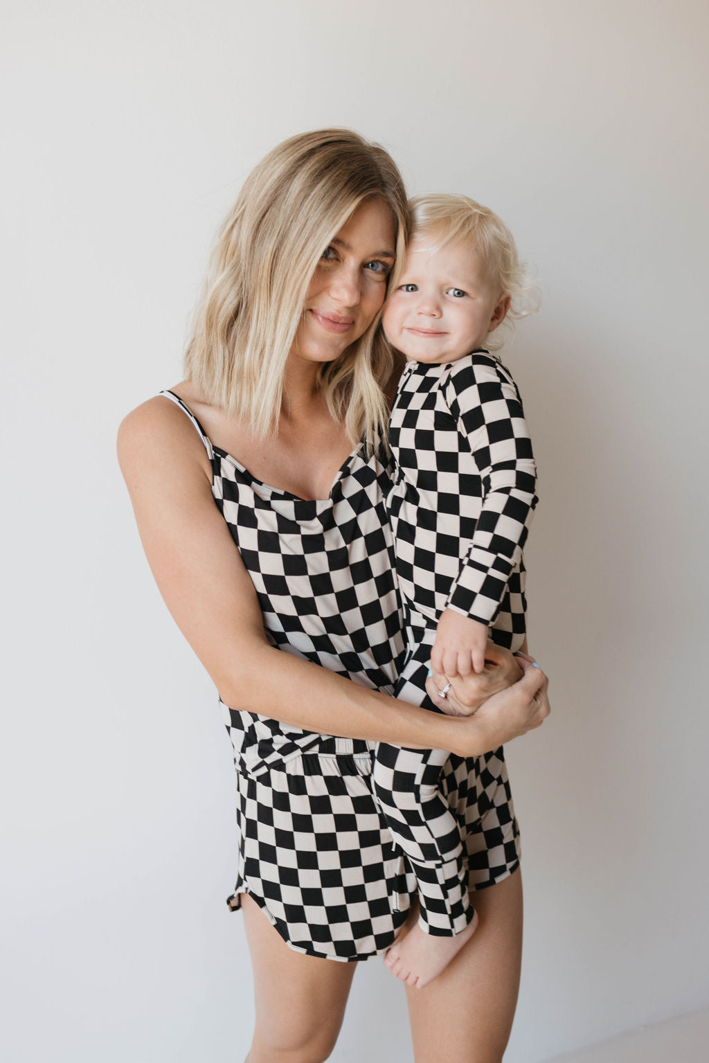cami women's bamboo set // black checkerboard