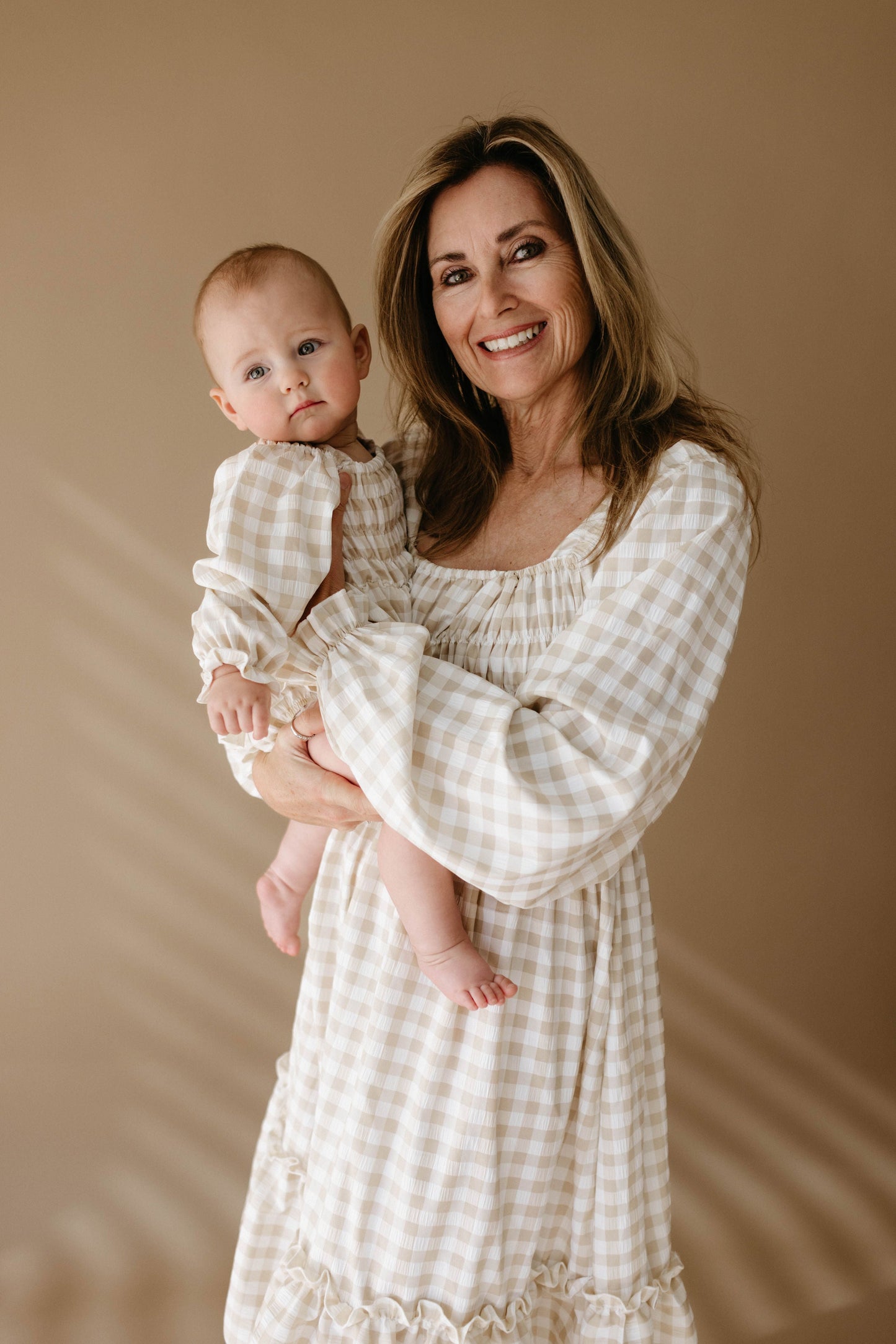 gingham ruffle romper