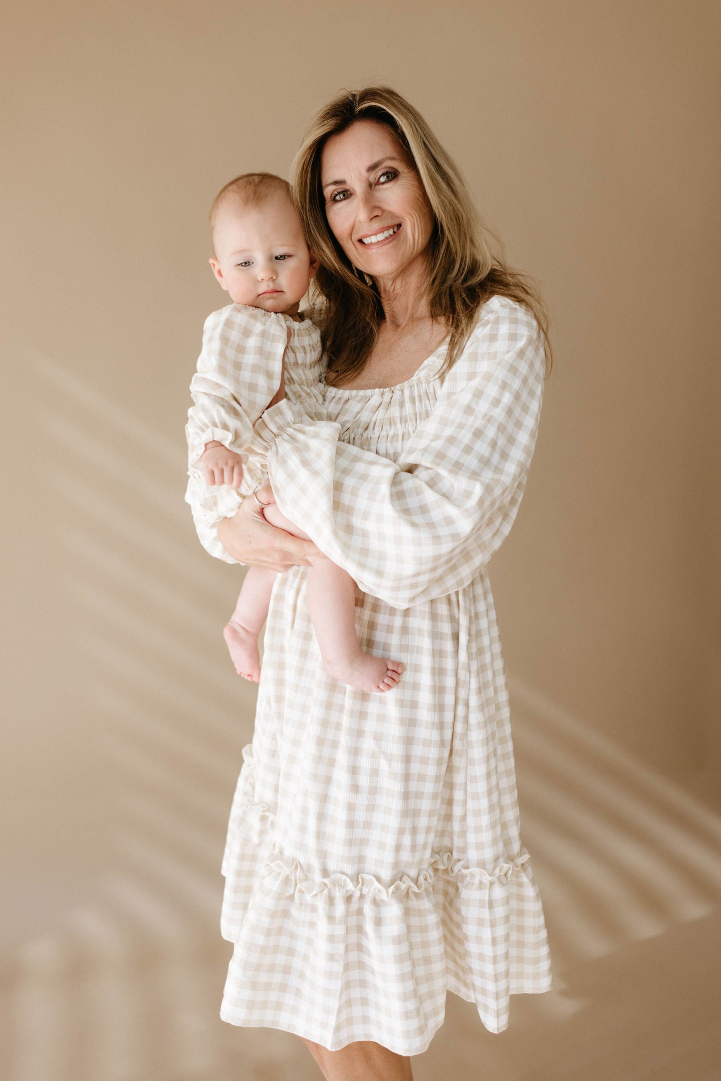 gingham ruffle romper