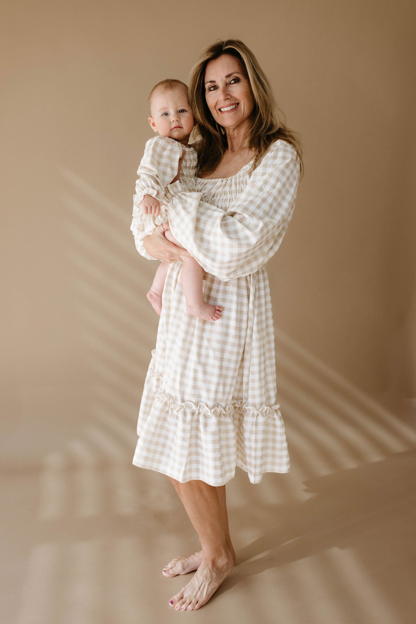 gingham ruffle romper