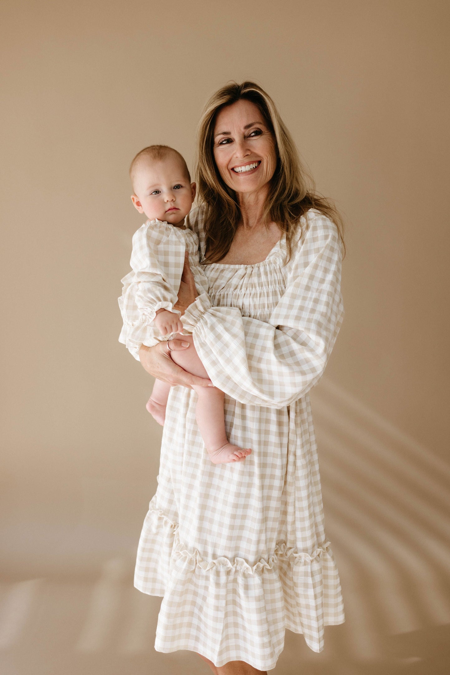 gingham ruffle romper
