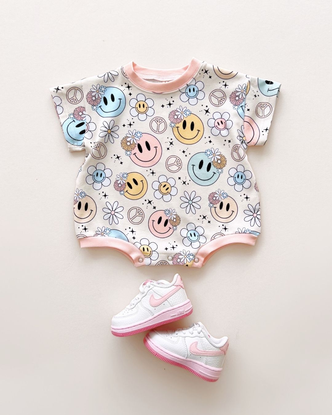 short sleeve bubble romper // groovy girl