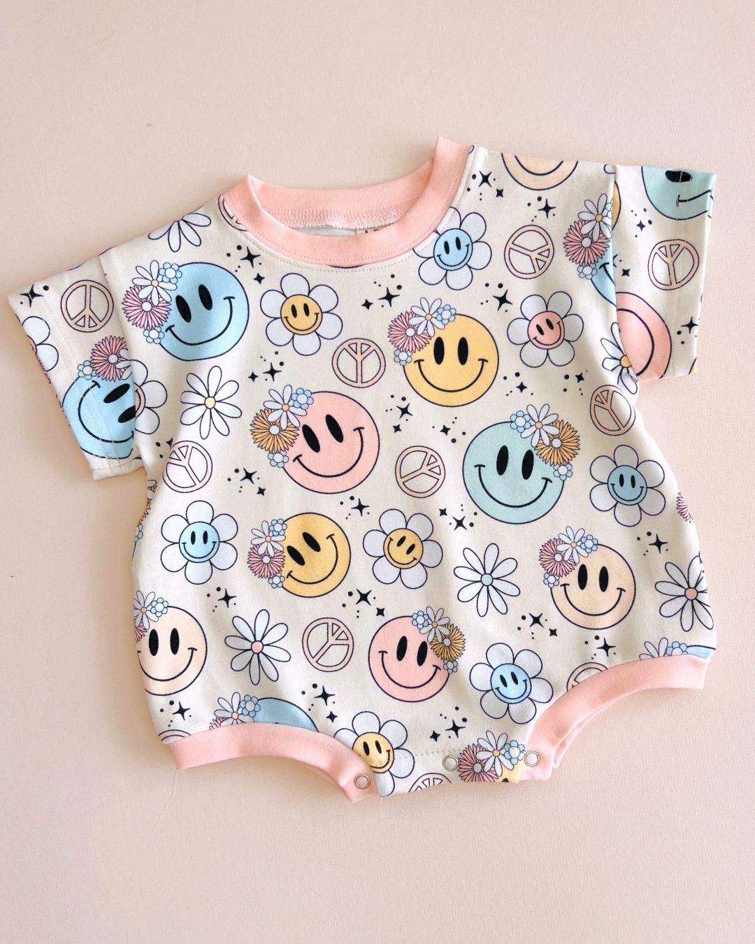 short sleeve bubble romper // groovy girl