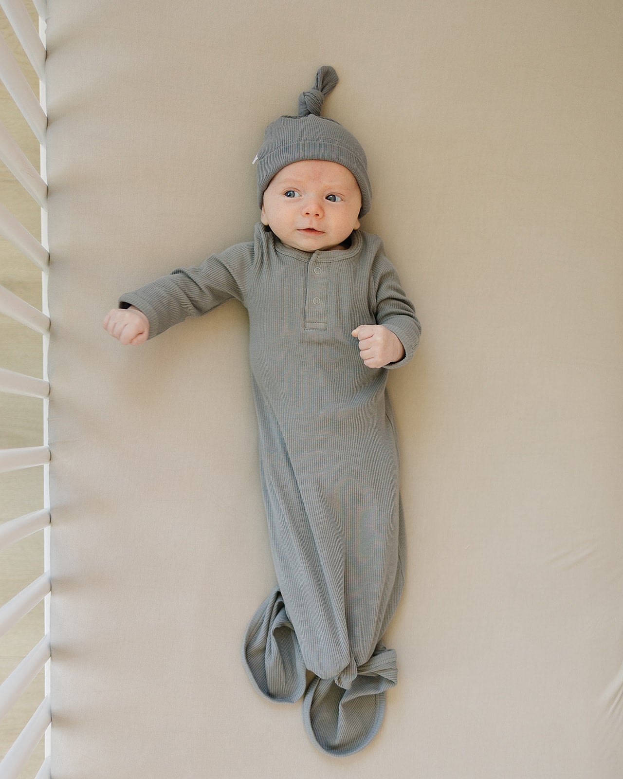 organic cotton ribbed knot gown // grey