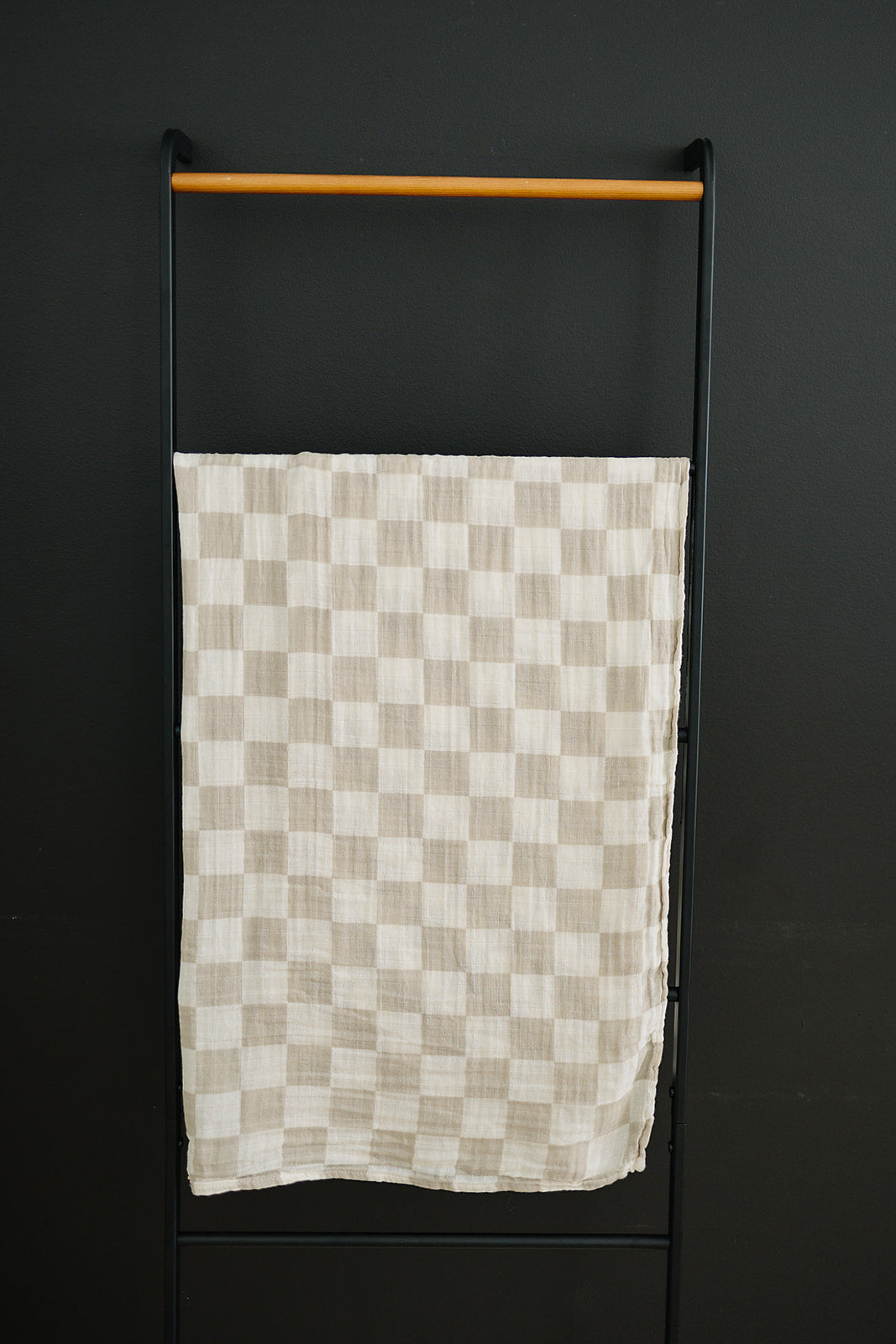 muslin swaddle blanket // taupe checkered