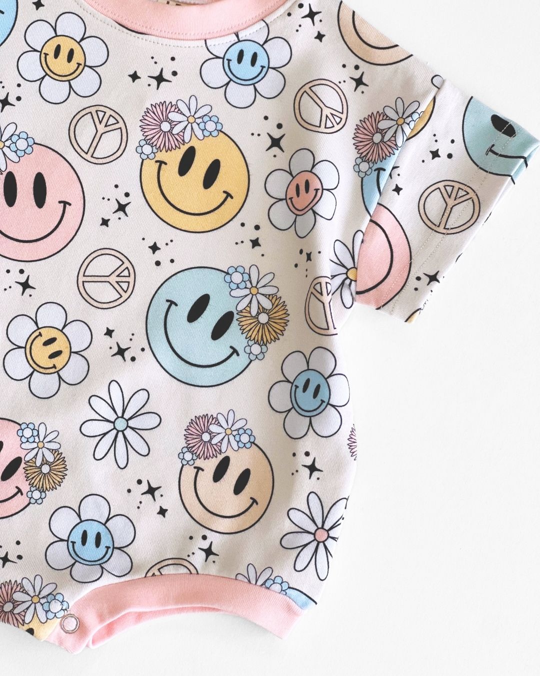 short sleeve bubble romper // groovy girl