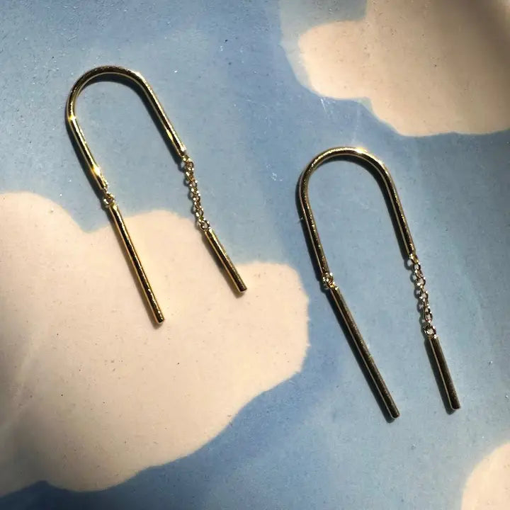 gold threader duo earrings