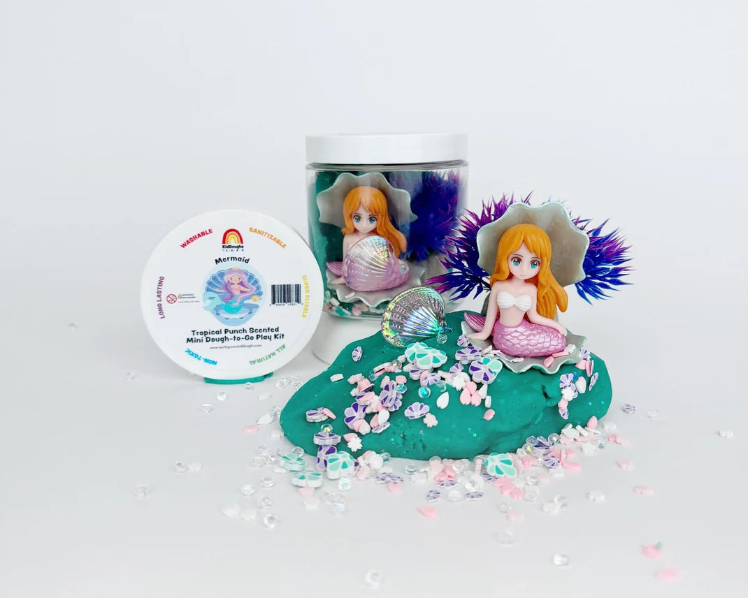 mermaid mini sensory dough-to-go jar kit
