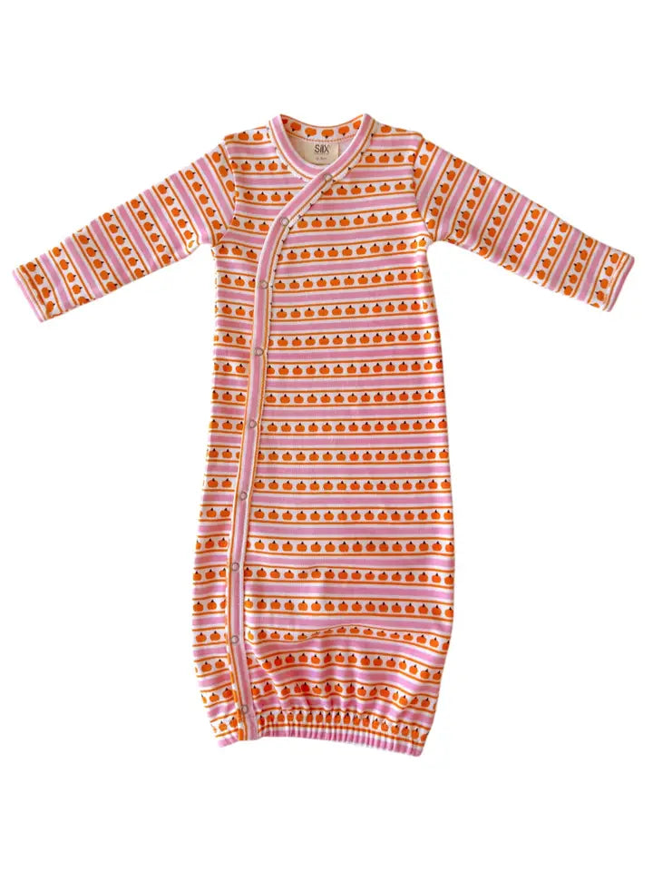 organic gown // pink pumpkin stripe