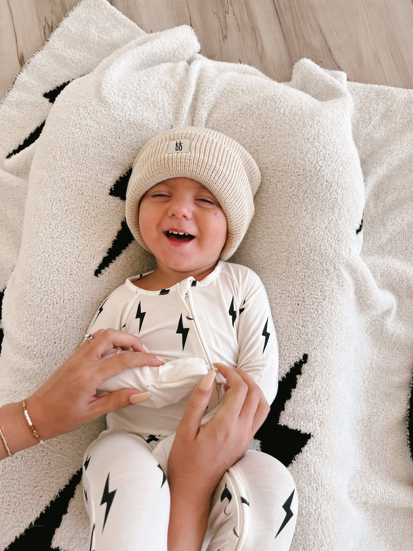 white/black lightning bolt bamboo pajamas // ZIPPY
