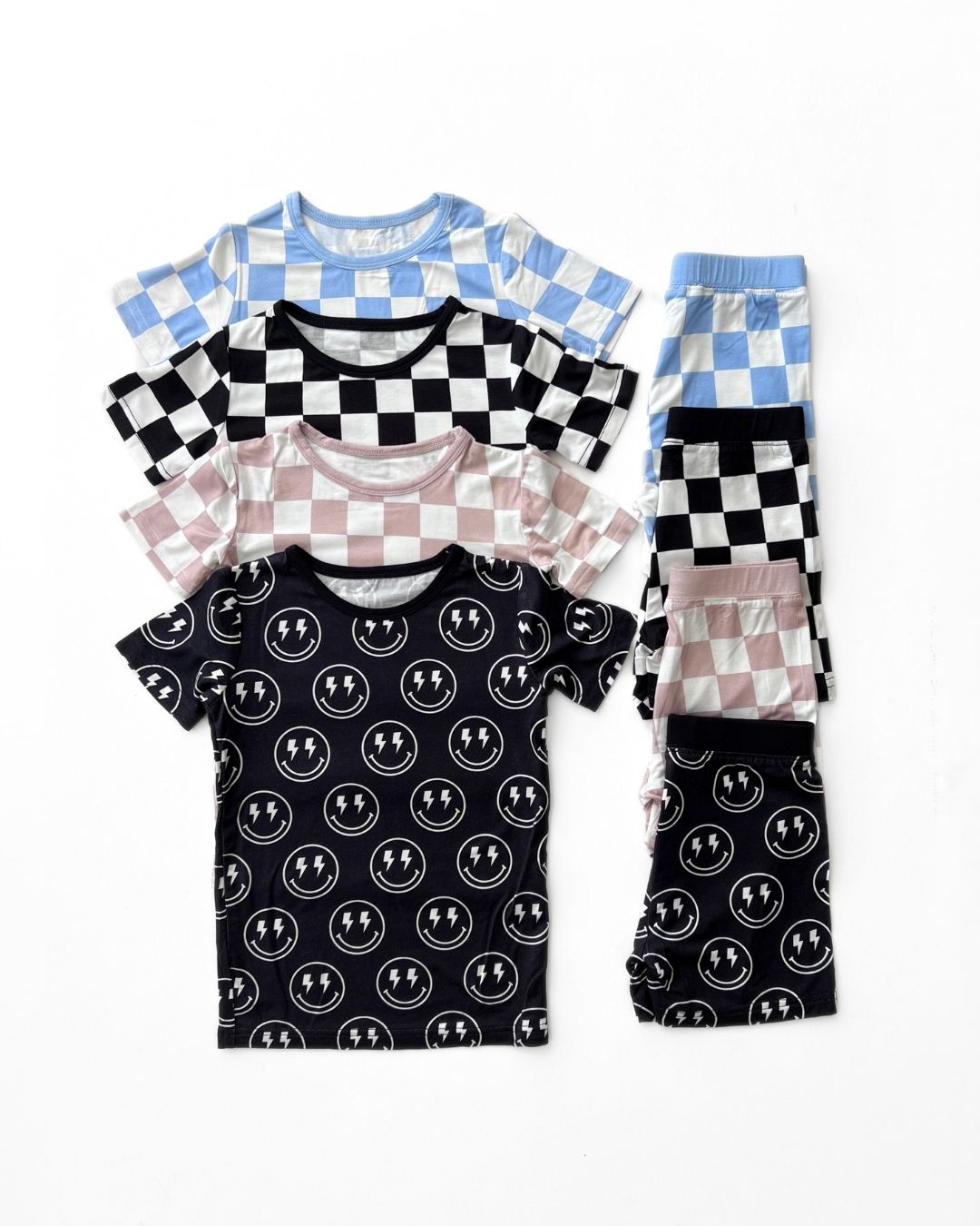 blue checkered bamboo pajamas // SHORT-SLEEVE TWO-PIECE SET (*AVAILABLE IN EXTENDED SIZING UP TO 8/9*)