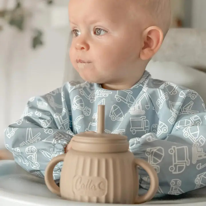 blue construction long sleeve bib (SIZE 6-36 MONTHS)