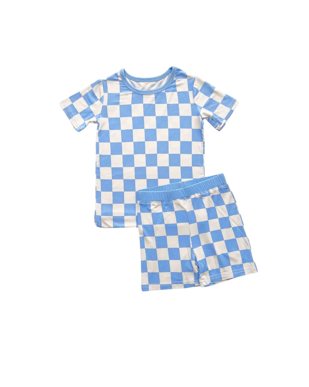 blue checkered bamboo pajamas // SHORT-SLEEVE TWO-PIECE SET (*AVAILABLE IN EXTENDED SIZING UP TO 8/9*)