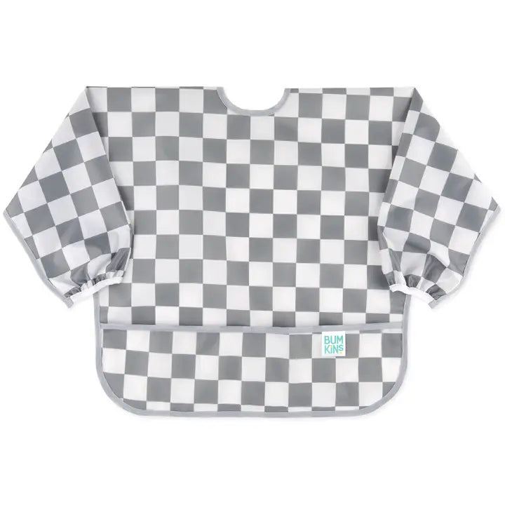 sleeved catch-all bib // charcoal checkered