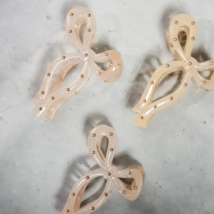 studded bow hair clip