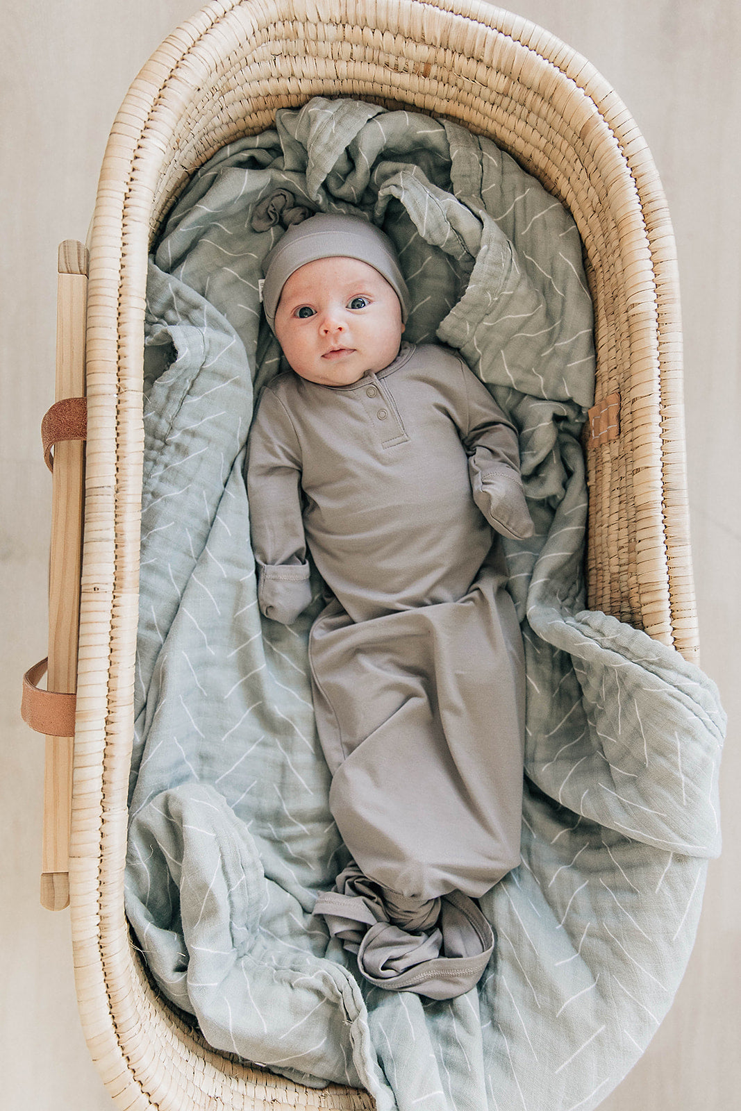 muslin swaddle blanket // neutral sage