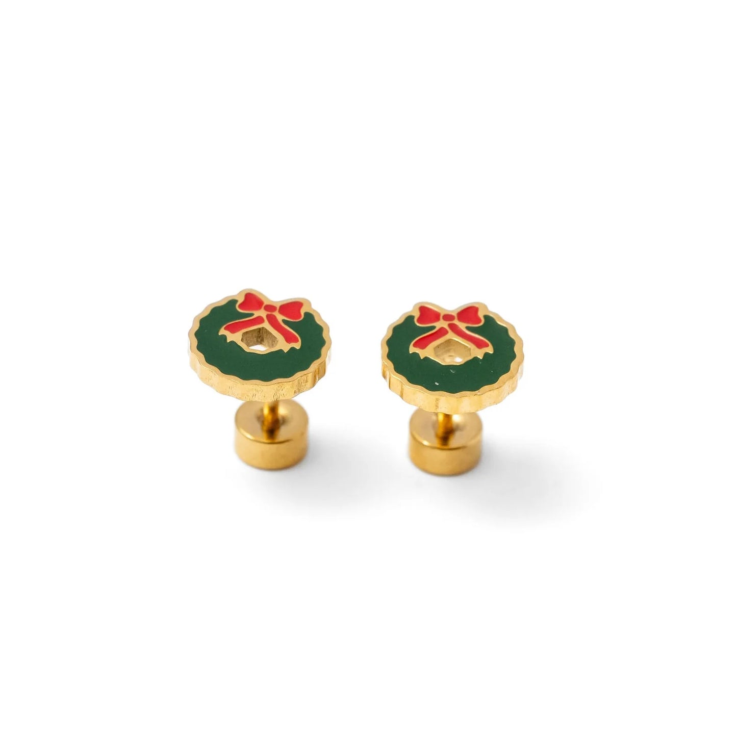 18k gold flat back studs // wreath