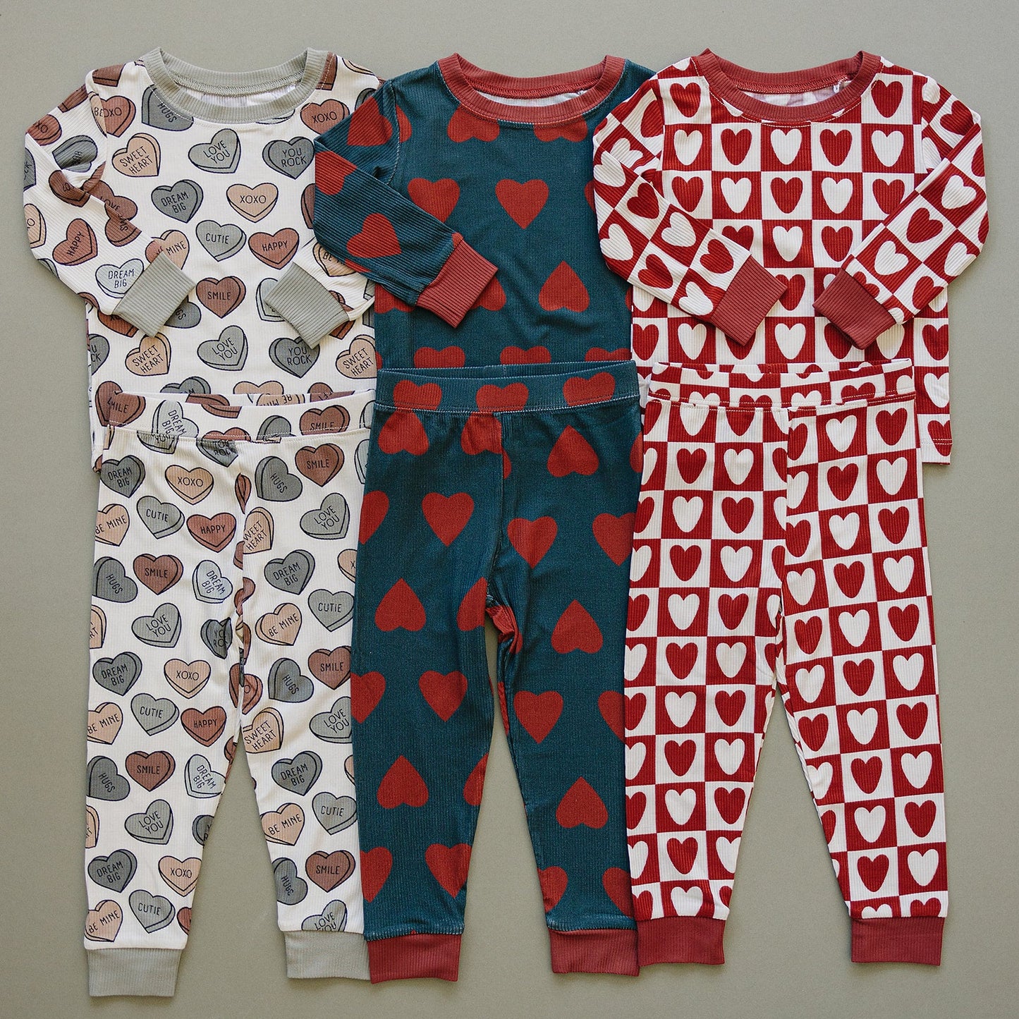 navy + red hearts ribbed bamboo pajamas // LONG-SLEEVE TWO-PIECE SET (*comes in extended sizing up to 9/10*)