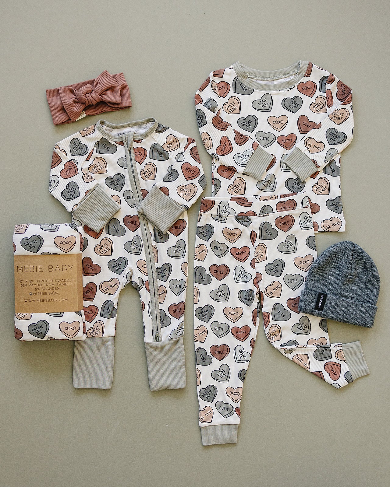 conversation hearts ribbed bamboo pajamas // LONG-SLEEVE TWO-PIECE SET
