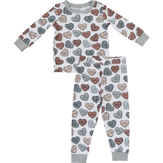 conversation hearts ribbed bamboo pajamas // LONG-SLEEVE TWO-PIECE SET