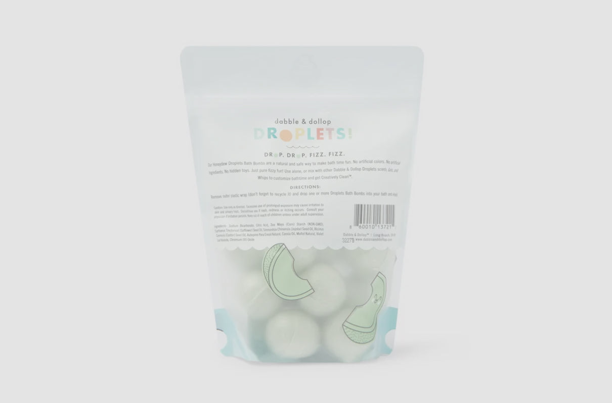 dabble & dollop droplets // all-natural mini bath bombs // honeydew melon