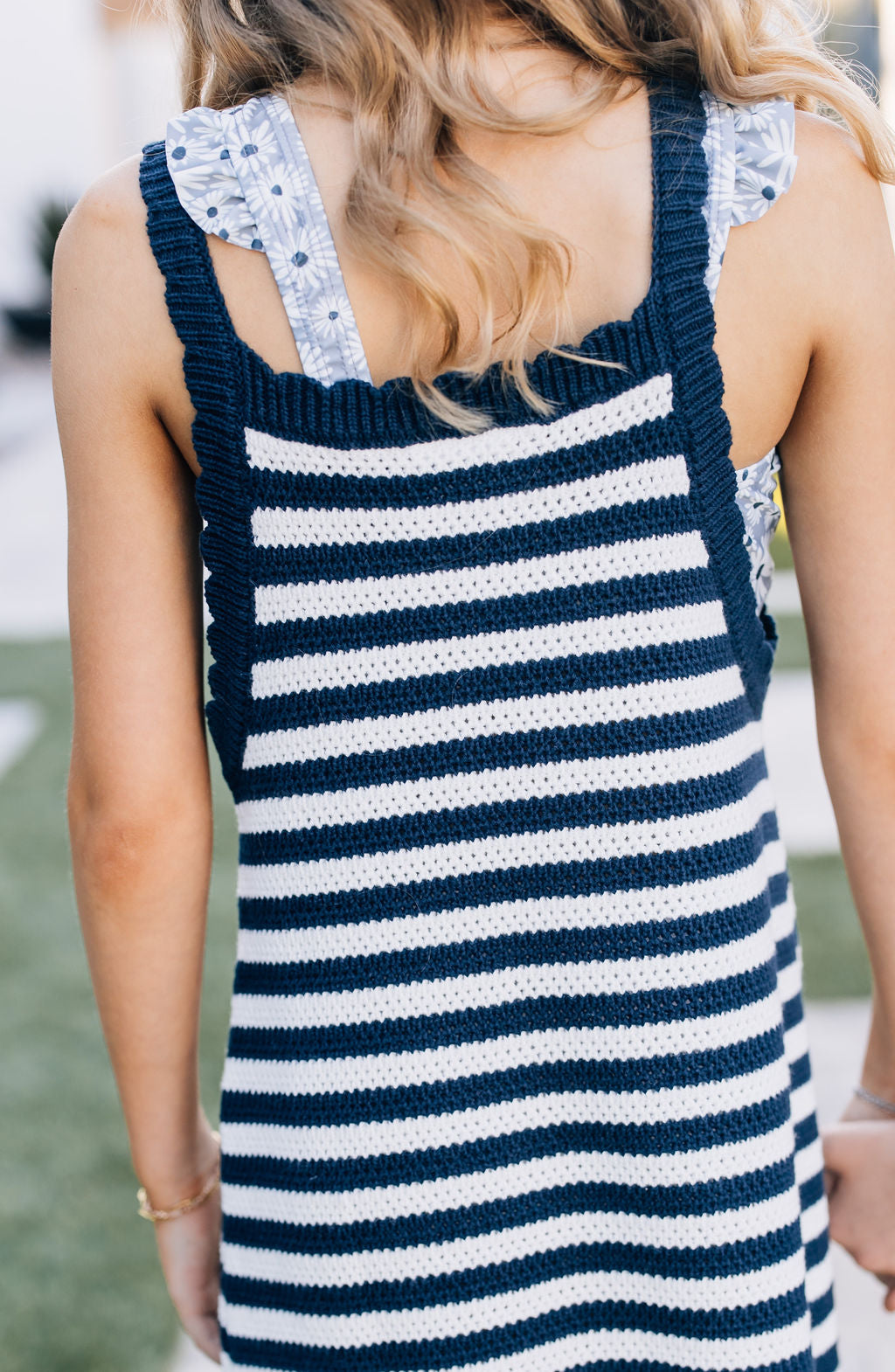 navy stripe knit tank dress