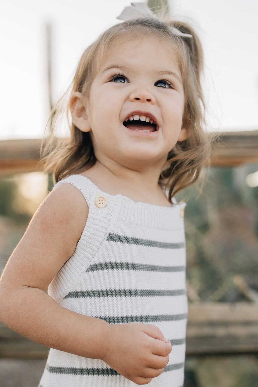 knit bubble romper // sage stripe