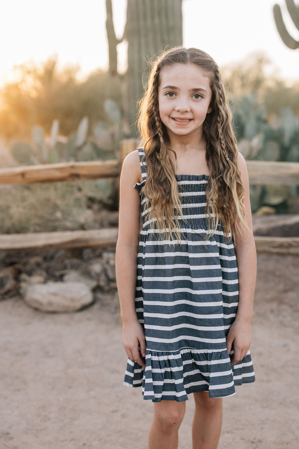 stripe linen dress (sizing up to 11/12y)