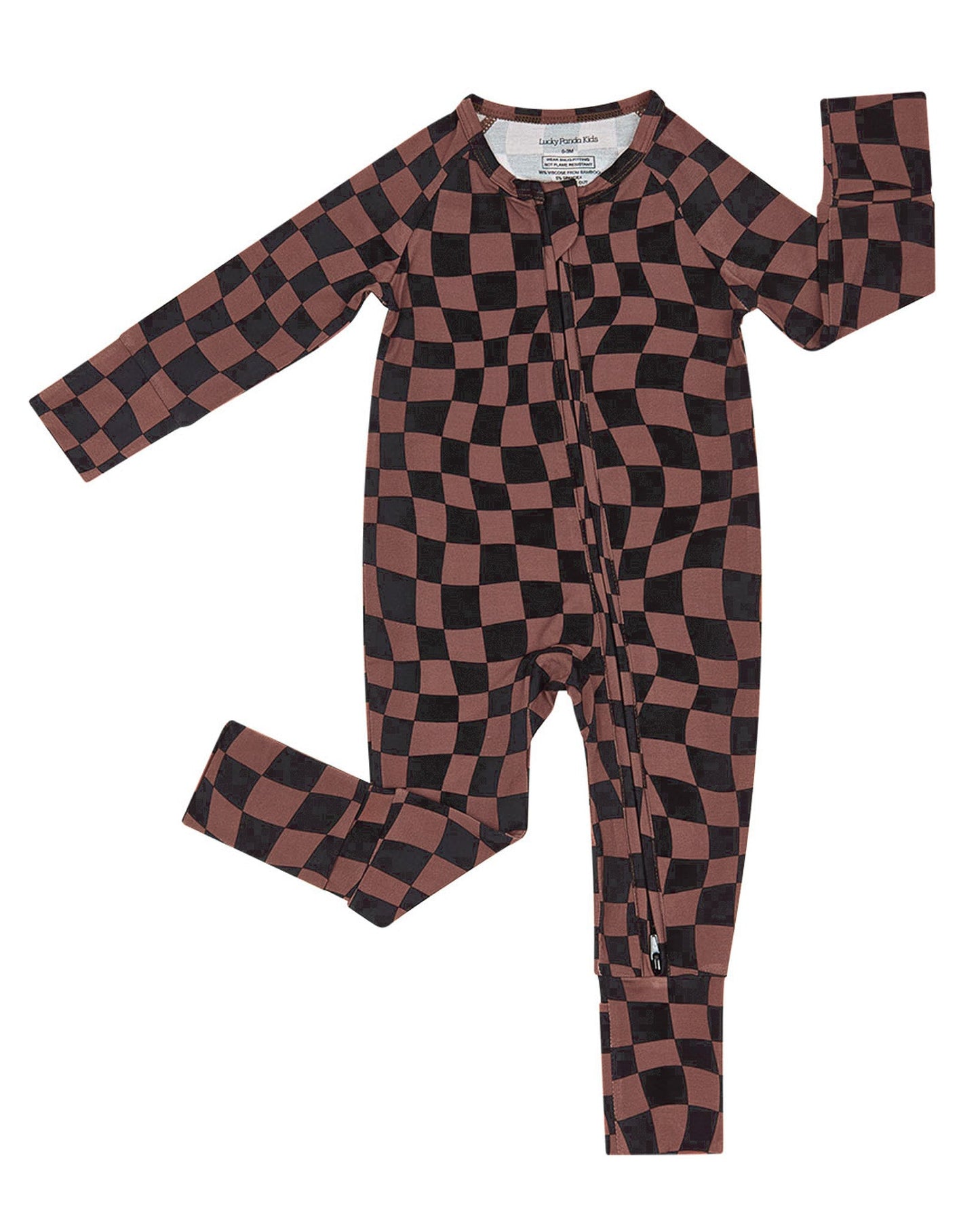 chocolate wavy checkered bamboo pajamas // ZIPPY