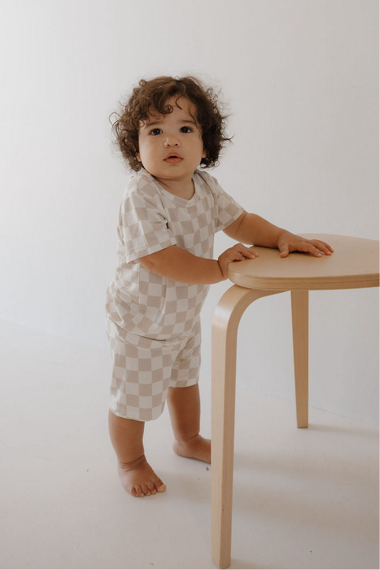 checkerboard bamboo pajamas // SHORTS SET (mama + me)